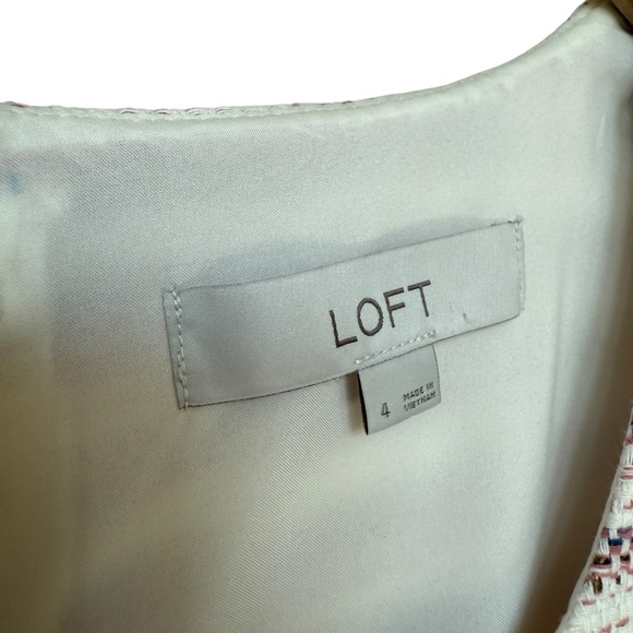 LOFT Women's Size 4 Woven Textured Stripe Sheath Dress w/ Pockets Multicolor - Picture 6 of 10